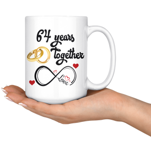 64th Wedding Anniversary Gift For Him And Her, Married For 64 Years, 64th Anniversary Mug For Husband & Wife, 64 Years Together With Her (15 oz )