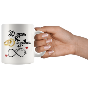 30th Wedding Anniversary Gift For Him And Her, Married For 30 Years, 30th Anniversary Mug For Husband & Wife, 30 Years Together With Her ( 11 oz )