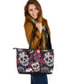 Sugar Skull Red White Grey Big Leather Tote Bag Christmas Birthday Gift