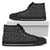 Womens High Top Canvas Shoes - Black Music Note Design Black Shoes