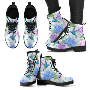 Colorful Blue Green Bird Handcrafted Women's Vegan-Friendly Leather Boots