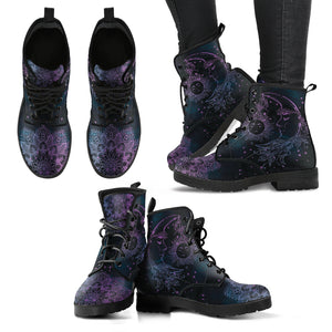 Purple Sun Moon Handcrafted Women's Booties Vegan-Friendly Leather Boots