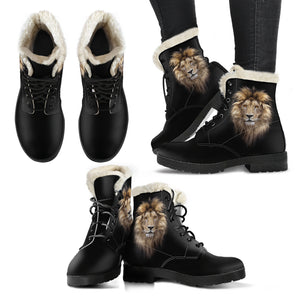 Lion Head - Lion Lover Faux Fur Leather Boots