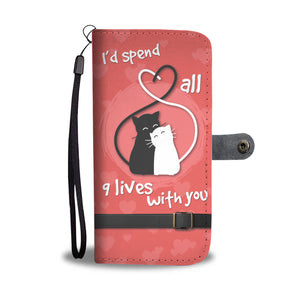 Cat Love 9 Lives Phone Wallet Case