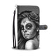 Sugar Skull WOman Phone Wallet Case - Gray