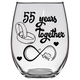 Love - 55th Anniversary Stemless Glass Wine (Set of 2)