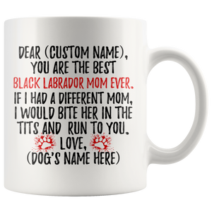 Personalized Best Black Labrador Dog Mom Coffee Mug (11 oz)