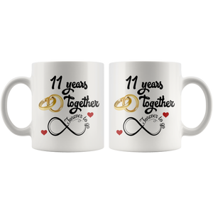 11th Wedding Anniversary Gift For Him And Her, Married For 11 Years, 11th Anniversary Mug For Husband & Wife, 11 Years Together With Her (11 oz )