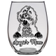 Augie's Mom Bernedoodle Dog Stemless Wine Glass