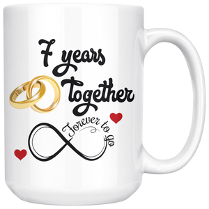 7th Wedding Anniversary Gift For Him And Her, 7th Anniversary Mug For Husband & Wife, 7 Years Together, Married 7 Years, 7 Years With Her (15 oz )