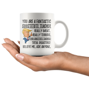 Funny Fantastic Substitute Teacher Coffee Mug, Trump Gifts, Substitute Teacher Birthday Gift, Teacher Christmas Graduation Gift