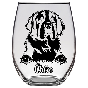 Chloe - St Bernard Dog Stemless Wine Glass