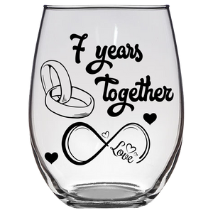 Love 7th Anniversary Stemless Wine Glass