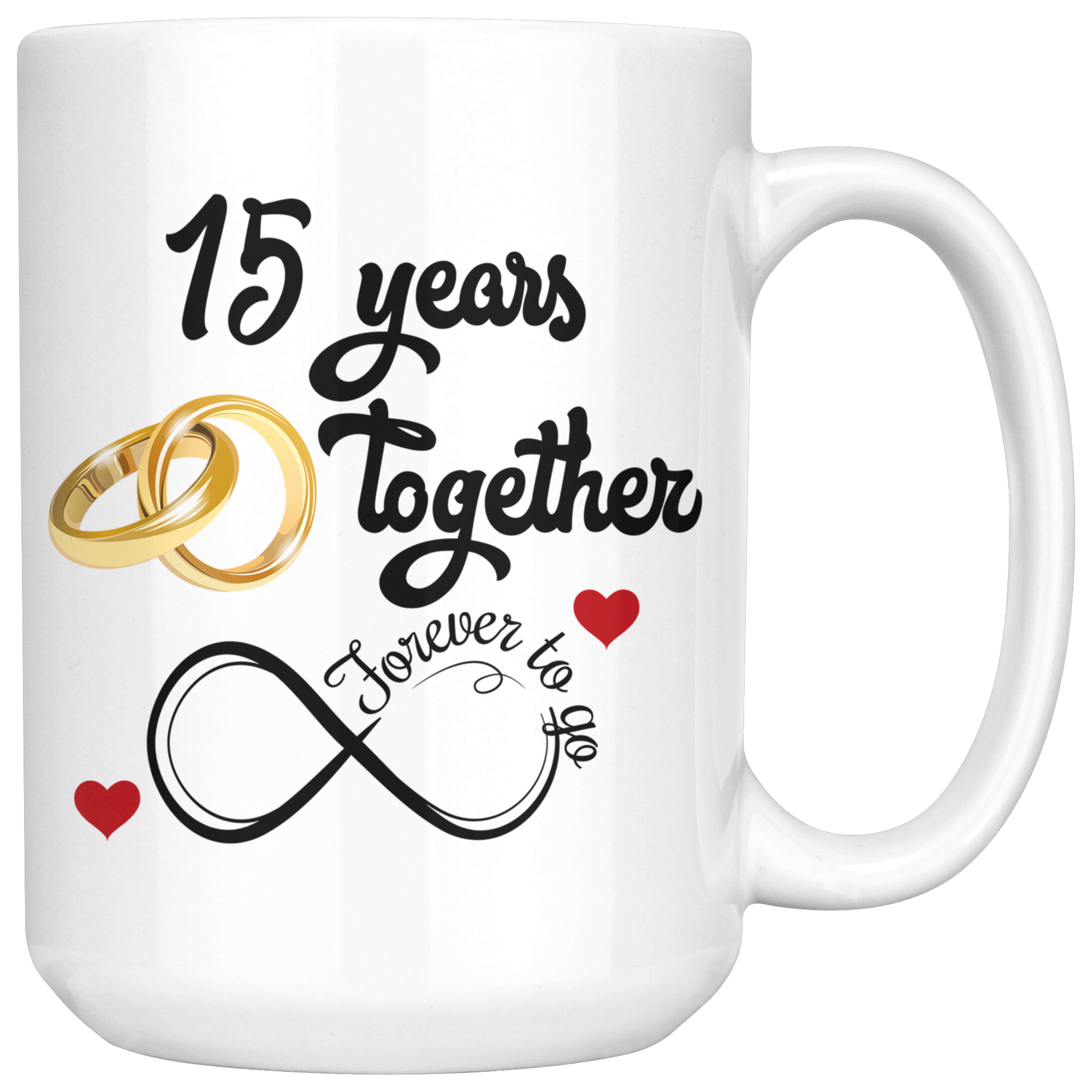 JOFFER 15 YEAR TOGETHER HAPPY ANNIVERSRY Fifteenth Wedding Anniversary Gift  for Him and Her, 15th Year Relationship Mug, 15 Years of Love Celebration  Best Anniversary Gift, 15th Anniversary Gifts For Husband & Wife