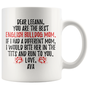 Personalized English Bulldog Ava Mom LeeAnn Coffee Mug (11 oz)