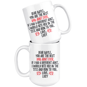 Personalized Dog Lucy Aunt Gayle Coffee Mug (15 oz)