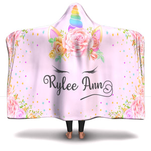 Personalized Unicorn Hooded Blanket - Rylee Ann