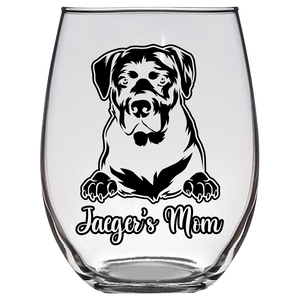 Jaeger's Mom Rottweiler Stemless Wine Glass