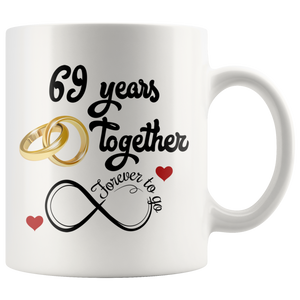 69th Wedding Anniversary Gift For Him And Her, Married For 69 Years, 69 Years Together With Her, 69th Anniversary Mug For Husband & Wife (11 oz )