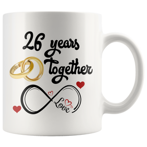 26th Wedding Anniversary Gift For Him And Her, 26th Anniversary Mug For Husband & Wife, Married For 26 Years, 26 Years Together With Her (11 oz )