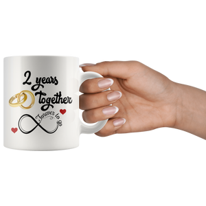 Second Wedding Anniversary Gift For Him And Her, 2nd Anniversary Mug For Husband & Wife, Married 2 Years, 2 Years Together, 2 Years With Her (11 0z)