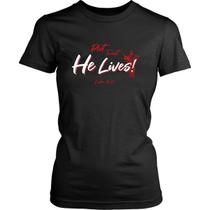 Plot Twist He Lives 'Luke 24:23' Christian Womens And Unisex T-Shirt