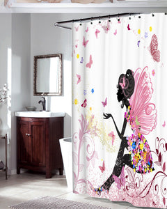 Romantic Butterfly Waterproof Bathroom Shower Curtain with Hooks - Freedom Look