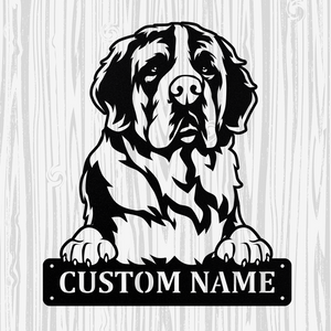 Personalized Saint Bernard Metal Sign, Dog Owner Wall Art, Memorial Gift