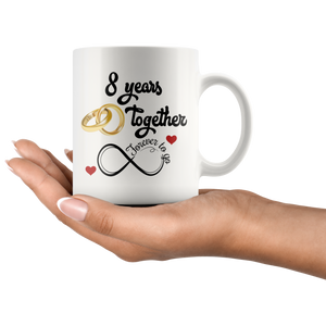 8th Wedding Anniversary Gift For Him And Her, 8th Anniversary Mug For Husband & Wife, 8 Years Together, Married 8 Years, 8 Years With Her ( 11 oz )