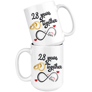 28th Wedding Anniversary Gift For Him And Her, 28th Anniversary Mug For Husband & Wife, Married For 28 Years, 28 Years Together With Her (15 oz )