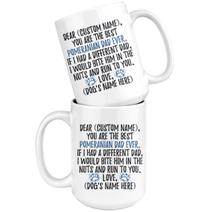 Personalized Best Pomeranian Dog Dad Coffee Mug (15 oz)