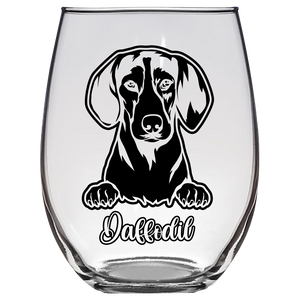 Daffodil Treeing Wlaker Coonhound Stemless Wine Glass