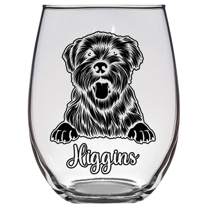 Higgins Wheaten Terrier Dog Stemless Wine Glass