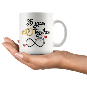 35th Wedding Anniversary Gift For Him And Her, Married For 35 Years, 35th Anniversary Mug For Husband & Wife, 35 Years Together With Her ( 11 oz )