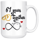 61st Wedding Anniversary Gift For Him And Her, Married For 61 Years, 61 Years Together With Her, 61st Anniversary Mug For Husband & Wife  (15 oz )