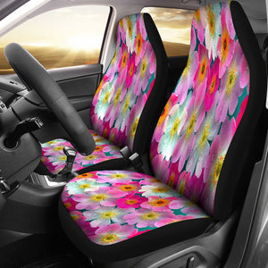 Bright Pink Red Flowers Car Seat Covers