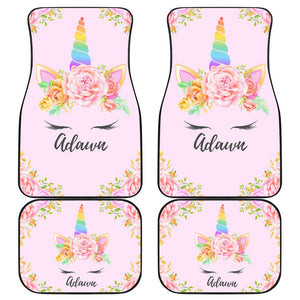 Personalized Front And Back Unicorn Car Mats (Set Of 4) - Adawn