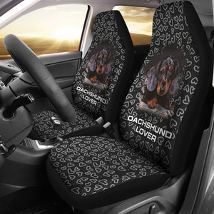 Doxie, Dachshund Dog Hearts Black Car Seat Covers