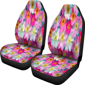 Bright Pink Red Flowers Car Seat Covers