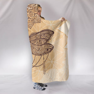 Beige Dragonfly Mandala Hooded Blanket