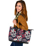 Sugar Skull Red White Grey Big Leather Tote Bag Christmas Birthday Gift