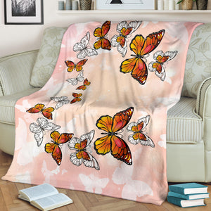 Pink Butterflies Premium Blanket