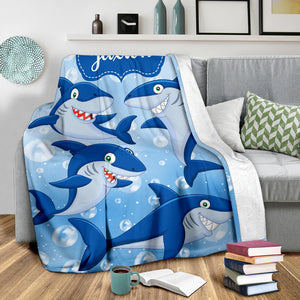 Jaxton - Personalized Shark Blanket