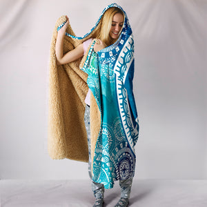 Blue Peace Mandala Hooded Blanket