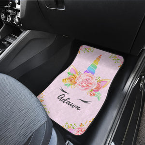 Personalized Front And Back Unicorn Car Mats (Set Of 4) - Adawn