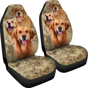 Golden Retriever Dog Gift - Seat of 2 Front Car Seat Covers