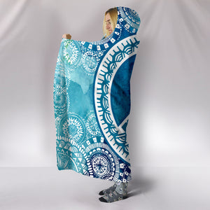 Blue Peace Mandala Hooded Blanket