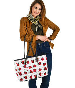 Ladybug Large Leather Tote for Shopping, Beach and other things