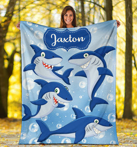 Jaxton - Personalized Shark Blanket