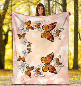 Pink Butterflies Premium Blanket